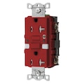 Hubbell Wiring Device-Kellems Power Protection Products, Receptacles, GFCI, Commercial Grade, Self Test, 20A 125V, 2-Pole 3-Wire Grounding, 5- 20R, With Nightlight, Red GFTRST20RNL